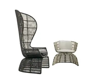 Outdoor Rattan Cane Chair Garden Furniture Peacock Chair for Patio Balcony Table Cafe Chairs