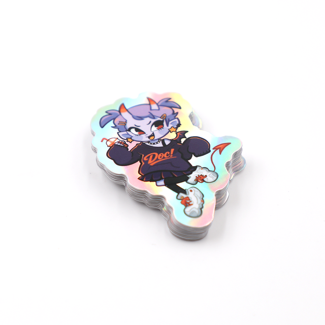 Factory Custom Anime Holographic Stickers Rainbow Laser Waterproof Die Cut Vinyl Stickers Personalized Cartoon Character Decals