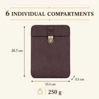 Étui à cigares portable en cuir PU à 6 emplacements, texture Crazy Horse, boîte à cigares de voyage avec fermoir sécurisé et doublure en velours