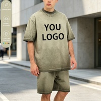 Ensemble deux pièces surdimensionné délavé à l'acide pour homme – T-shirt à manches courtes et short 100 % coton, respirant, séchage rapide, style vintage, personnalisable ODM