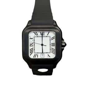 Montre mécanique pour homme de haute qualité avec logo personnalisé, cadran blanc, aiguilles romaines, bracelet en silicone - Product Image 1