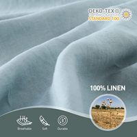 Ensemble de literie de luxe 4 pièces ultra douce et respirante Ensemble de draps de lit en lin pur de couleur unie