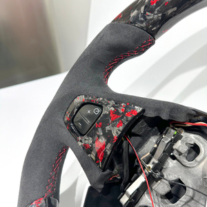 Volante Sportivo in Vera Fibra di Carbonio Rossa e Scamosciato, Accessorio Auto per Renault <span class=keywords><strong>Clio</strong></span> 4, Volante Sportivo per Renault <span class=keywords><strong>Clio</strong></span> 4 RS - Product Image 4
