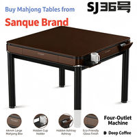 Table de Mahjong Automatique Pliable Finition Brillante Café Foncé pour Usage Domestique ou en Club