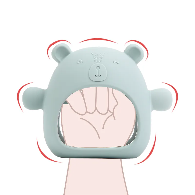 실리콘 젖니 딱지 장난감 동물 사용자 정의 실리콘 씹을 장난감 귀여운 곰 실리콘 아기 장갑 부드러운 Teether