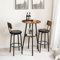 Table de bar carrée en bois, table de bar haute de style moderne avec repose-pieds en métal pour bar à domicile et appartement