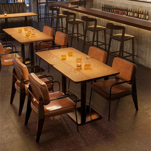 Mesa de Comedor Pequeña de Madera Maciza Estilo Americano Vintage, Mostrador de Bar para Cafetería, Temática Comercial, Restaurante Occidental, Rectangular Personalizable - Product Image 1