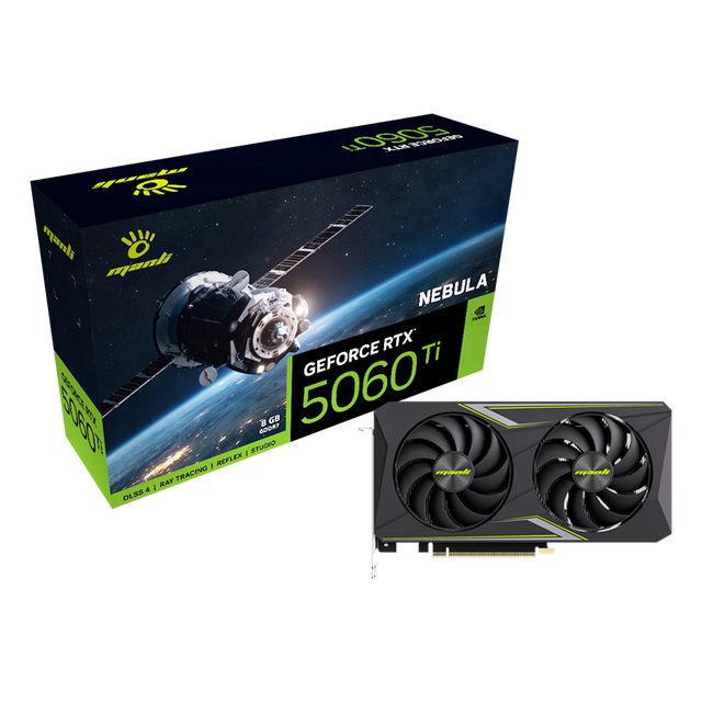 Manli Nebula GeForce RTX 5060 Ti 8GB GDDR7 New Condition Gaming GPU Video Card with DP Output Mxm Cooler Fan for Desktop Gaming