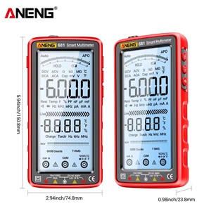 Testeur de tension True RMS ANENG 681, multimètre intelligent anti-brûlure avec écran LCD et fonction de charge, mesure HZ-Ohm et diodes - Product Image 3