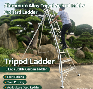 EN131 Certified Aluminum <strong>Tripod</strong> Orchard <strong>Ladder</strong> Stable 3-Legged Gardening <strong>Ladder</strong> for Fruit Picking &amp; Pruning - Product Image 2