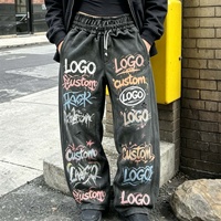Pantalones Deportivos Personalizados para Hombre, Cintura Elástica con Cordón, Estilo Urbano, Pantalones Desgastados para Otoño