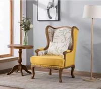 Fauteuil classique en bois massif, revêtement en tissu crème, design moderne, chaise de loisirs, monoplace, hauteur réglable, rembourrage en éponge