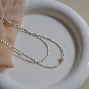 Collar de Doble Capa de Perlas Naturales de Agua Dulce de Alta Gama para Mujer, Cadena para Clavícula, Estilo Nicho - Product Image 2