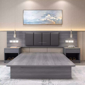 Contemporary Hotel Room Furniture <b>Set</b> Twin Single Wooden Bed Frame With Headboard Bedside Table <b>Writing</b> Desk for 3 Star Hotel - Product Image 2