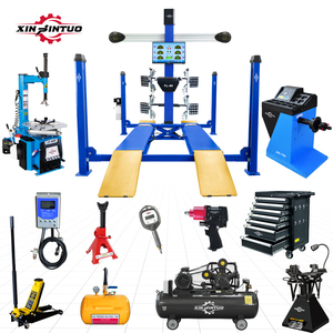 Xinjintuo Satu Set Lengkap Peralatan Perbaikan Kendaraan Lift Mobil Empat Tiang dengan Mesin Penyetel Roda 3D Bersertifikasi CE untuk Dijual - Product Image 1