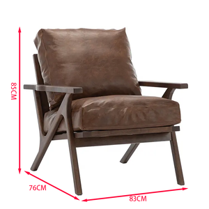 Fauteuil d'appoint en cuir PU marron durable et confortable, structure en bois, design moderne et minimaliste pour salon, chambre à coucher, meubles de maison - Product Image 6