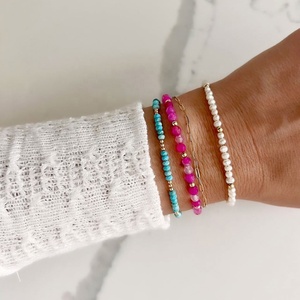 18K Gold Plated Beaded <b>Bracelets</b> for Women Luxury Natural Stone Beaded Jewelry Delicate Colorful Beaded <b>Bracelet</b> <b>Stack</b> for Her - Product Image 5