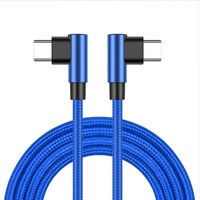 Cable USB-C a USB-C de 60W 3A, Cable de Datos de Carga Rápida de Nailon, Cable de Datos de Aleación de Aluminio con Codo de 90 Grados para Carga Rápida