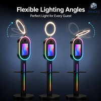 XinChi Anneau lumineux LED, Miroir SLR, Cabine photo ovale gonflable portable pour 15 personnes avec impression instantanée, Contrôle par écran tactile, Flight case