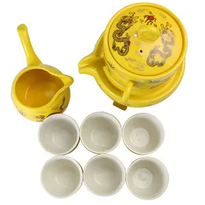 防烫陶瓷茶杯紫藤花镀金中国瓷器茶具传统功夫杯茶壶陶瓷