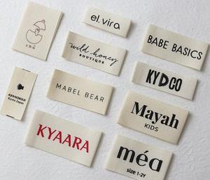 Garment Accessories Black Woven Printed <b>Label</b> Customize Logo Fabric <b>Maker</b> Printing <b>Label</b> for Clothing - Product Image 1