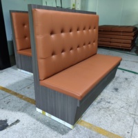Banquette de restaurant moderne double face en cuir PU marron capitonnée pour café, hôtel, mobilier commercial