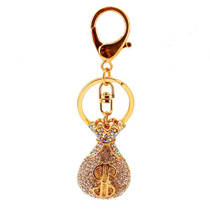 New Design Metal <b>Money</b> Bag Key Chains Rhinestone Dollar Style Keyholders Lucky Bag Keychains for Gift - Product Image 6
