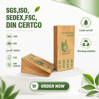 Sacs à déchets alimentaires biodégradables et compostables en papier kraft enduit à base d'eau, personnalisables, fabrication OEM ODM
