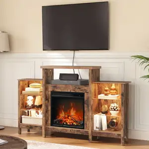 Wholesale Living Room Furniture Fireplace TV Stand With Electric Media Entertainment Center Fire Place TV Cabinet With LED Light