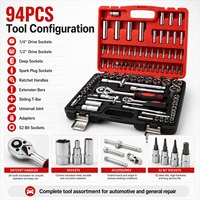 94pcs Jeu de clés à cliquet en métal durable Kit d'outils de réparation automobile multifonctionnel avec étui rigide OEM Outils à main Utilisation sur véhicule