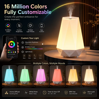 OEM/ODM Smart App Aroma Diffuser Bentuk Vas Mesin Suara Putih Lampu Malam RGB Jam Alarm Digital Speaker Bluetooth 5.3