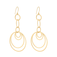 Boucles d'oreilles pendantes géométriques dorées multi-anneaux, design circulaire superposé, bijoux de mode modernes et tendance pour femmes
