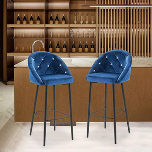 Tabouret de bar moderne en velours bleu marine ST-8682 avec structure en métal souple <span class=keywords><strong>et</strong></span> stable <span class=keywords><strong>pour</strong></span> bar à domicile <span class=keywords><strong>et</strong></span> <span class=keywords><strong>salon</strong></span> - Product Image 2