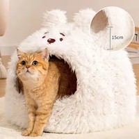 Lit pour animaux de compagnie personnalisable Cute Cave Cave, lit de luxe pour chat et chien, en peluche douce, rembourrage en fibres robustes, motif uni, canapé pour animaux de compagnie, accessoires pour animaux de compagnie