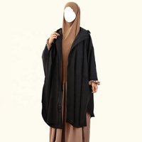 Abaya poncho imperméable personnalisée à capuche avec fermeture éclair, couvrance intégrale modeste pour femmes musulmanes, Abaya ouverte islamique en gros