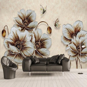 Hermoso piso papel 3d etiqueta rosa Flor de pared papel pintado mural casa assesories de 60x96inches - Product Image 4