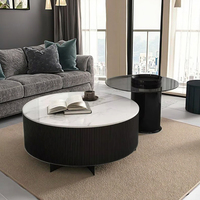 Table basse moderne en tissu Baotian T-2025002 personnalisable avec plateau en verre et structure en acier inoxydable pour salon