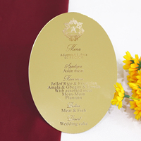 Grabado de forma oral, redacción personalizada, espejo dorado, tarjeta de menú acrílico, diseño creativo