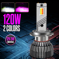 Phares LED bicolores, feux antibrouillard H11 haute puissance rose, H3 violet, H8 blanc, 9006 double tube en cuivre PSX24W/PSX26W 12V 12000 Lumens