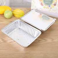 Boîtes en aluminium Couvercle en aluminium rectangulaire jetable de qualité alimentaire Four à micro-ondes Plateau Plat pour restaurant Utilisation pour la pâtisserie