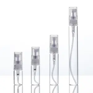 Portable travel small spray glass bottle refillable perfume atomizer spray pump 5ml 10ml tube with screw cap
