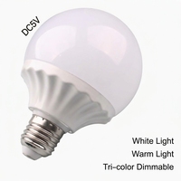 Ampoule LED USB en plastique E27, 5V, 3000K/6500K, lumière nocturne à intensité variable, faible tension, économie d'énergie, remplacement pour lampe de bureau de jardin