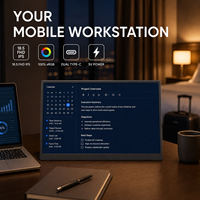 Grand écran de voyage de 18,5 pouces pour le télétravail, écran externe FHD IPS 100% sRGB, moniteur de jeu avec double port Type-C