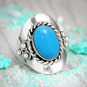 Anello Vintage Boho Ovale Color Turchese per Donne, Accessorio Moda per Uso Quotidiano e Feste - Product Image 2