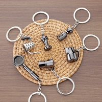 Porte-clés 3D Outils de café Réplique miniature de Barista Cadeau promotionnel Logo personnalisé Série Café Porte-clés en métal Pendentif