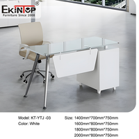 Bureau de direction moderne de luxe de haute qualité, design d'usine chinoise Ekintop, mobilier de bureau, table de bureau latérale moderne en verre blanc