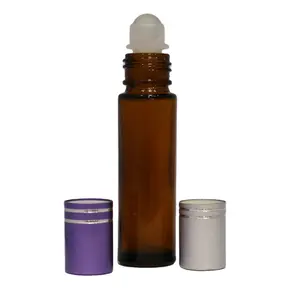 Botol kaca gulung parfum kotak hitam bening bulat, botol rol logam mewah 10ml 5ml 15ml dengan minyak esensial parfum