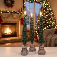 Nouvelle Arrivée Bougie LED Créative pour Arbre de Noël, Décoration de Pâques et de Noël, Fonctionnant sur Piles, avec Minuteur, Effet Scintillant, Écologique