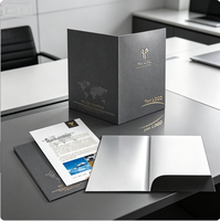 Carpeta de Presentación A4 con Relieve, Portadocumentos con Diseño Personalizado, Carpeta de Archivo Azul Marino para Negocios y Escuela con Ranura para Tarjetas