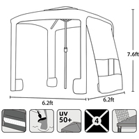 Tenda Peneduh Pantai Halaman Portabel Berbahan Poliester dengan Rangka Besi Stainless Steel Anti Angin, Mewah, Persegi, Pesanan Khusus Produsen